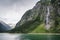 Stillup Lake and mountain alpine waterfalls Austria, Tyrol