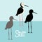 stilt bird vector illustration style Flat black