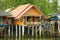 Stilt fishermen cabin in the gulf in Tha Thong in Surat Thani, Thailand.