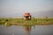 Stilt house among the floating gardens on the Lake Inle Myanmar