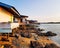 Stilt houses at seashore