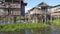 Stilted houses in village on famous Inle Lake