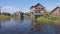 Stilted houses in village on famous Inle Lake