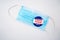 Stimulus package when text on american election vote button on face mask.