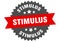 stimulus sign. stimulus round isolated ribbon label.