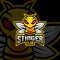 stinger bee mascot cartoon e-sports gaming logo vector illustration
