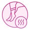 Stinky feet flat icon. Foot with bad odor pink icons in trendy flat style. Smelly socks gradient style design, designed