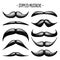 Stippled vintage mustache. Curly facial hair. Hipster beard. Stippling, dot drawing and shading, stipple pattern