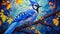 Stippling Painting: The Iridescent Blue Jay Installation