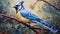 Stippling Painting: The Iridescent Blue Jay Installation