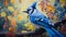 Stippling Painting: A Unique Blue Jay Installation With Iridescent Diamond
