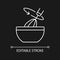 Stir cooking ingredient white linear icon for dark theme