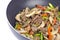 Stir-Fried Beef with Vegetables in a Wok