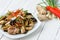 Stir fried chicken, ginger and vegetables