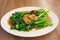 Stir-fried chinese broccoli and shiitake mushroom