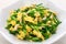Stir fried flowering garlic chives with eggs