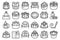 Stir fried ice cream icons set outline vector. Thai roll