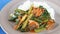 Stir-fried kale with tinned fish and rice