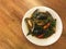 Stir-fried mussels with sweet chili paste and fresh green peppers