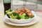 Stir-fried pork and broccoli dish served at a Hong Kong Cooked Food Centre