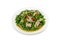 Stir-fried pork and garlic chive on white background,cl