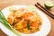 Stir fried rice noodles with shrimps, Pad Thai