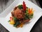 Stir fried soft shell crab with fresh young pepper sauce.