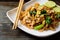 Stir-fried soy sauce rice noodles with pork