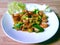 Stir fried Thai flat beans with shrimp and Shri paste.