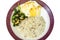 Stir fried vegetable cooked rice fried egg dish