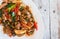 Stir Fried Wild Boar with Red Curry, thai food concept,