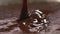 Stirring delicious melted chocolate with a spoon in slow motion