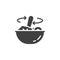 Stirring food in bowl vector icon