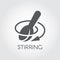 Stirring spoon with arrow direction flat icon.