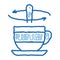 stirring spoon in cup of tea doodle icon hand drawn illustration