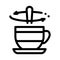 Stirring spoon in cup of tea icon vector outline illustration