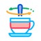 Stirring spoon in cup of tea icon vector outline illustration