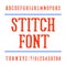 Stitch alphabet font. Embroidery vintage typeface on white background. Type letters and numbers.
