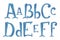 Stitched alphabet  - a, b, c, d, e, f letters