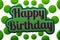 Stitched Happy Birthday Concept - Realistic Green And Purple Felt 3D Illustration - Isolated On White Background