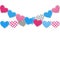 Stitched hearts buntings garlands isolated on white