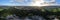 A stitched panorama aerial view of Bournemouth University campus and surrounding area