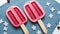 Stitched Sweetness The Cherry Popsicle Freezer on National Cherry Popsicle Day.AI Generated