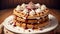 Stitched Sweetness Cranberry Waffles in Celebration of National Waffle Day.AI Generated