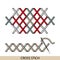 Stitches cross stich type . Collection of thread hand embroidery and sewing stitches. Vector illsutration of stitching examp