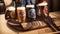 Stitching Flavors A Vibrant Beer Sampler Embroidery for International Beer Day.AI Generated