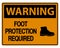 stmbol Warning Foot Protection Required Wall Sign on white background