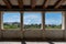 Stoa of Attalus, scenic view from the upper floor to the Temple of Hephaestus right, old National Observatory of Athens left