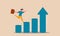 Stock analysis arrow rise and business bar trend grow. Money graphic market up and forecast price vector illustration concept.