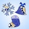 Stock christmas decorative isolated snowflake, bell and s